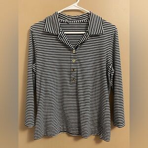 Black & White Striped Long Sleeve Top